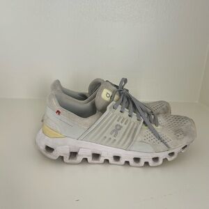On Running Women's Sneakers in Light Gray and Pale Yellow